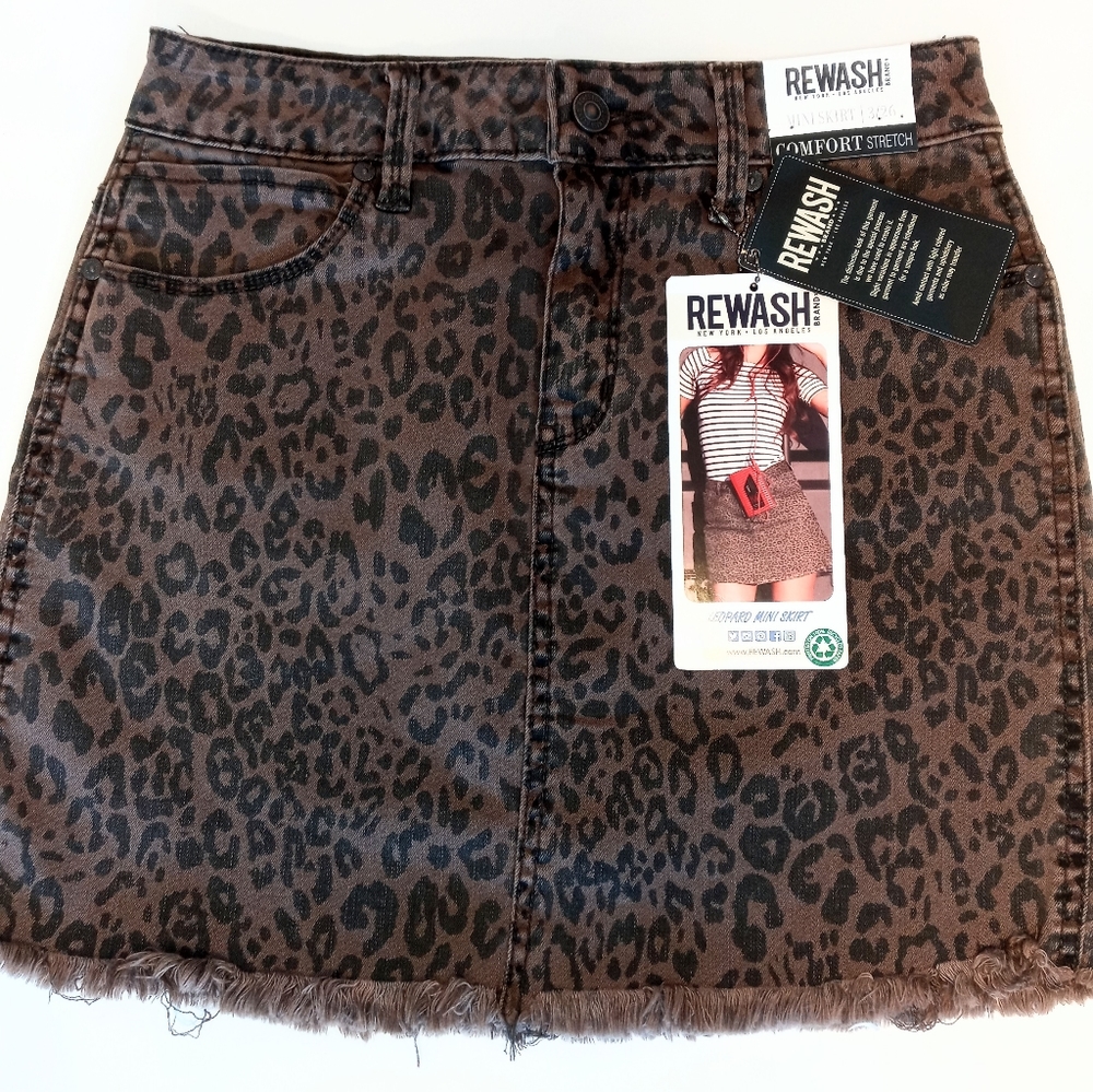 Rewash Leopard Stretch Jean Mini